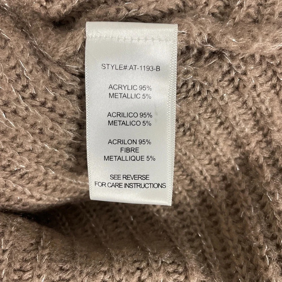Aryn K. Women’s Sweater Asymmetrical One Shoulder Batwing Taupe Metallic Medium - Picture 8 of 10